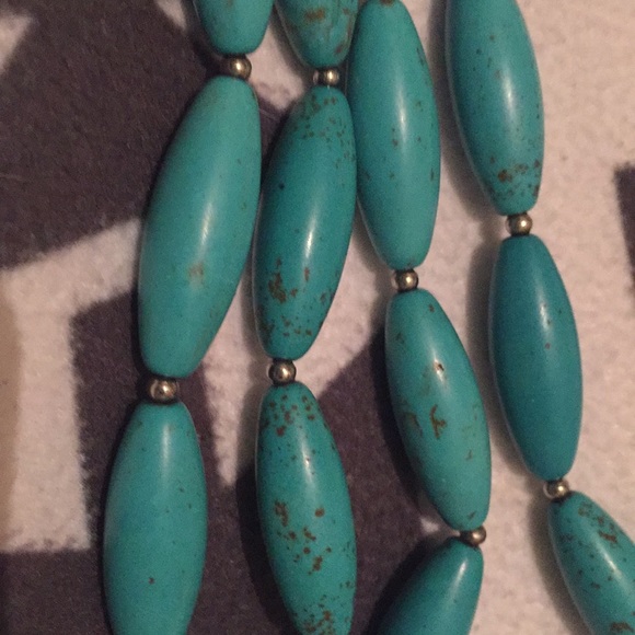 Long turquoise silver necklace - Picture 2 of 5